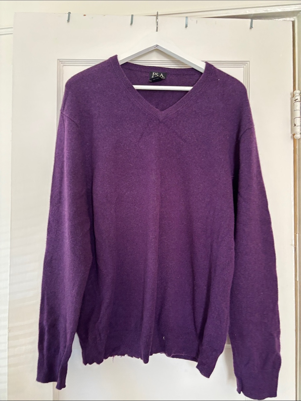 Jos. A. Bank Men's V-Neck Sweater in Deep Purple Cashmere